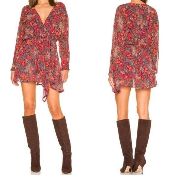 Nwot Free People Teegan Mini Dress Peach Combo Size XSmall $128 - Picture 2 of 9